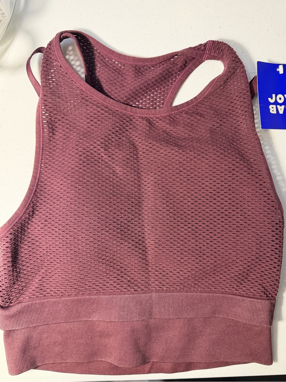 JoyLab Rose-Mauve High-Neck Mesh Racerback Sports Bra